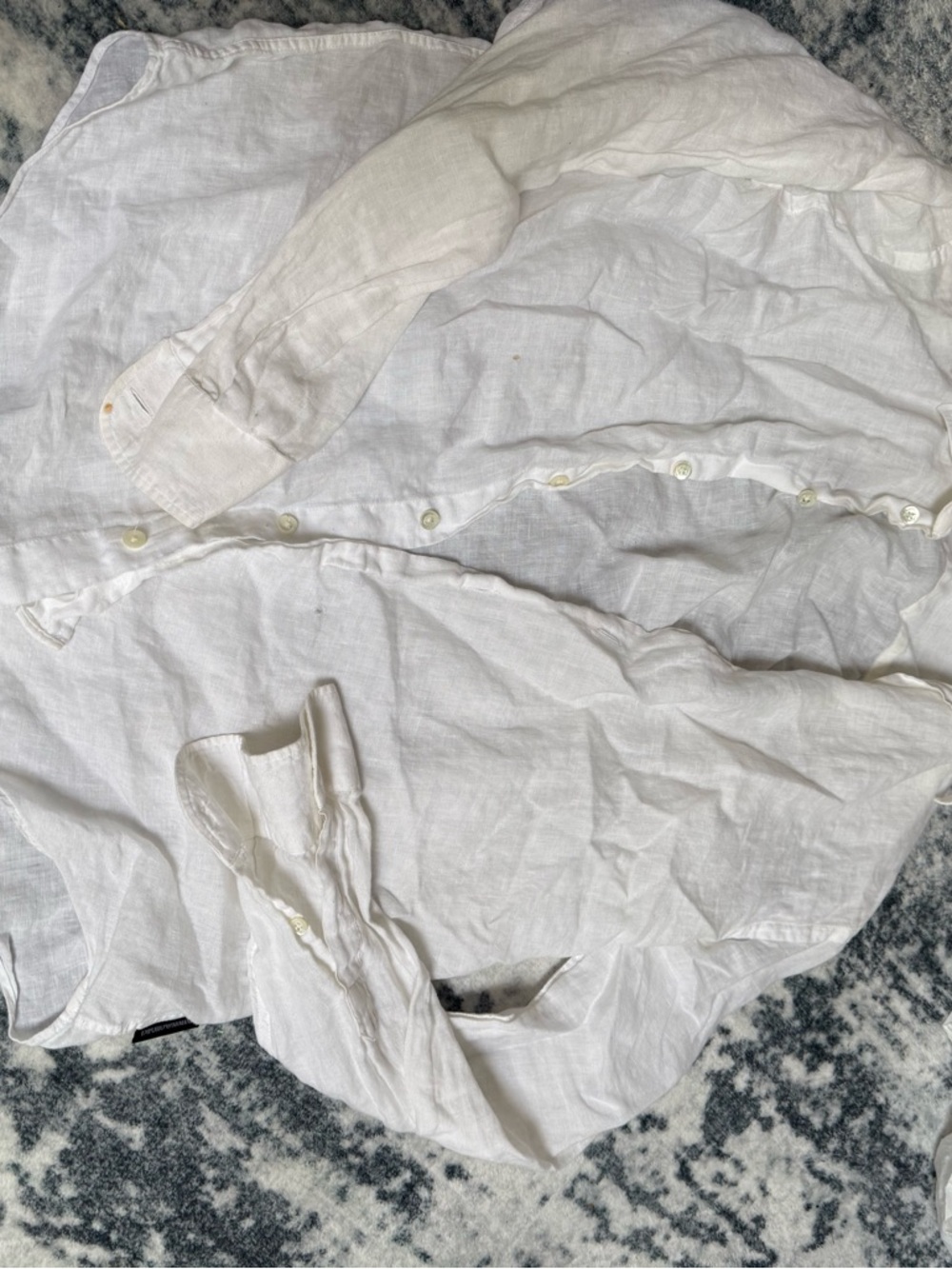Men's Classic Armani White Linen Button-Up Shirt